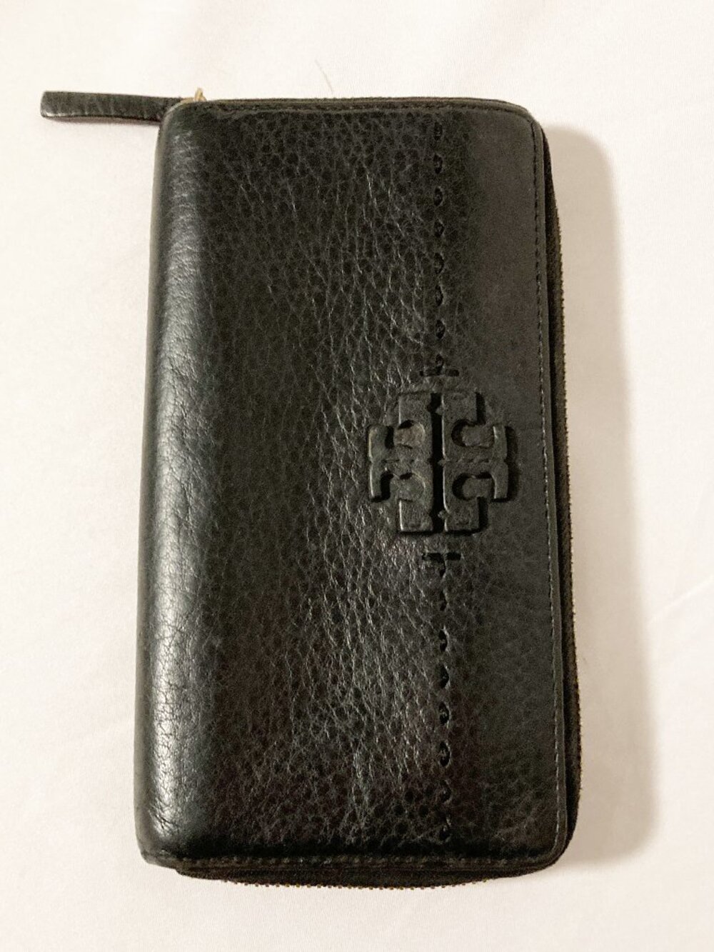 Tory Burch Black Leather Zip-Around Continental Wallet